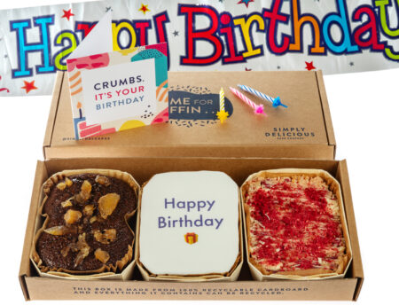 Birthday Letterbox: Iced 'Happy Birthday' Fruit Cake, Chocolate Tiffin and Ginger Cake