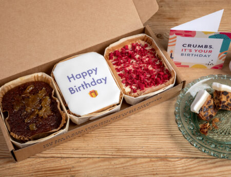 Birthday Letterbox Cakes: Iced 'Happy Birthday' Fruit Cake, Chocolate Tiffin and Ginger Cake